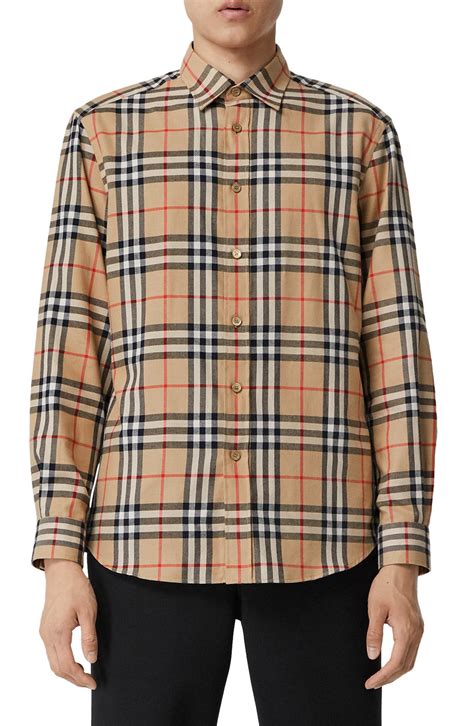 burberry check button up shirt